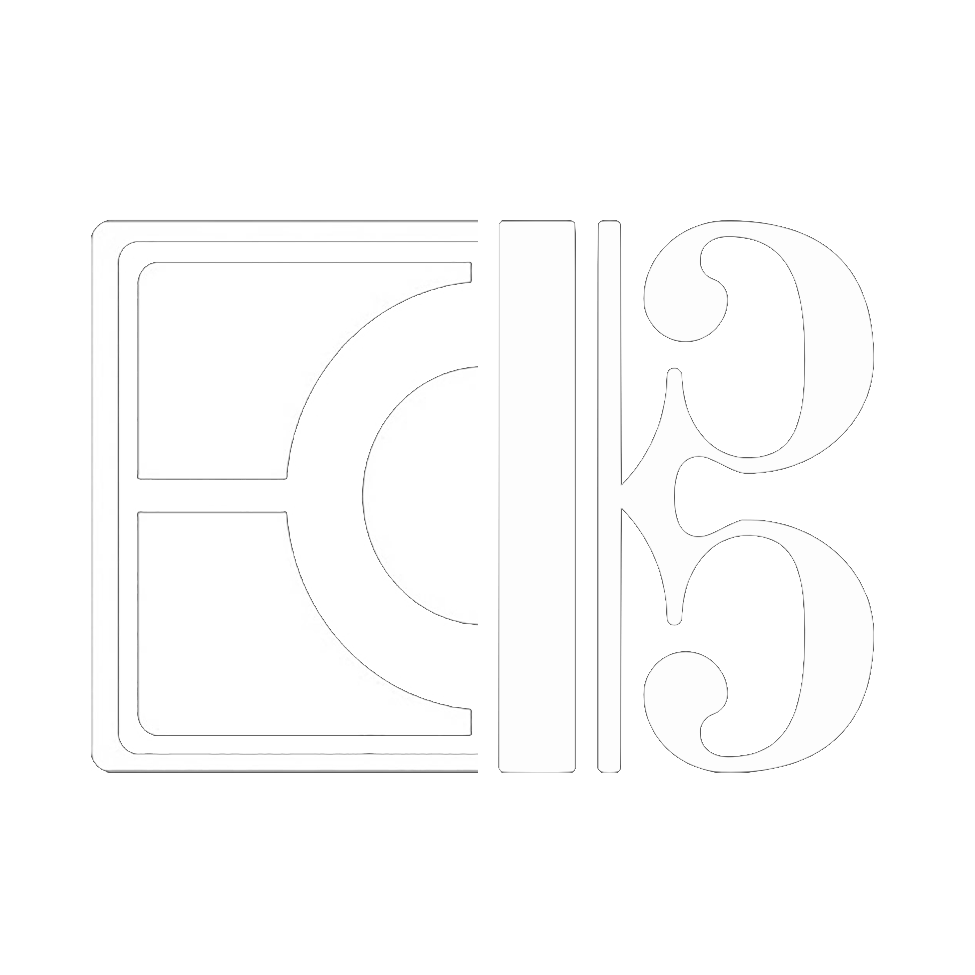 Edmond Choo Photography logo composed of half a meter reading icon and a tenor cleff.